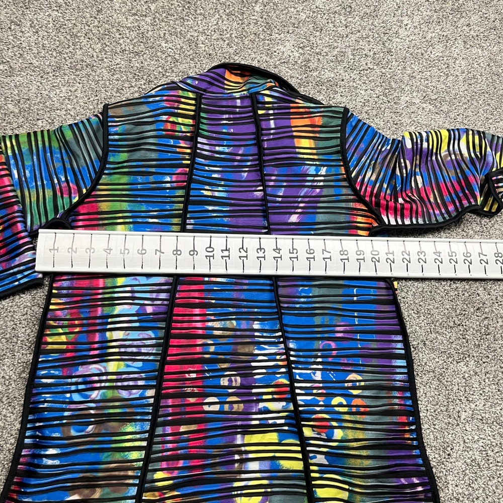 Ali Miles Jacket Women‎ M Abstract Stripe Pleated Colorful Button Front - Picture 9 of 10